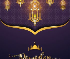 ramadan kareem purple with golden background vector 02