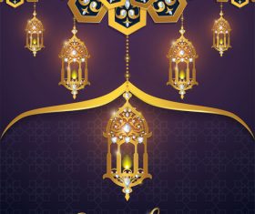 ramadan kareem purple with golden background vector 04