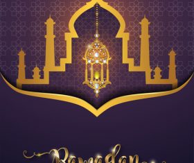 ramadan kareem purple with golden background vector 05
