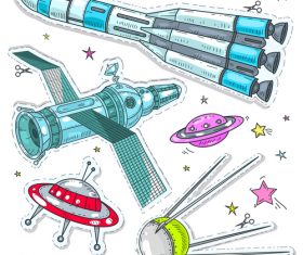 spacecraft sticker vector