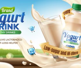 yogurt drink poster design vector material 01