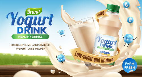 yogurt drink poster design vector material 01