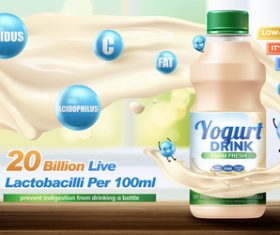 yogurt drink poster design vector material 02