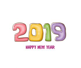 2019 Happy New year funny illustration vector 01