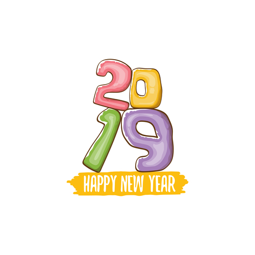 2019 Happy New year funny illustration vector 10