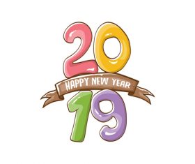 2019 Happy New year funny illustration vector 16