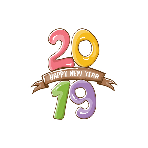 2019 Happy New year funny illustration vector 16