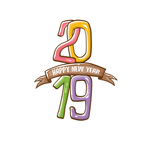 2019 Happy New year funny illustration vector 17