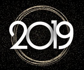 2019 New Year design with dark background vector