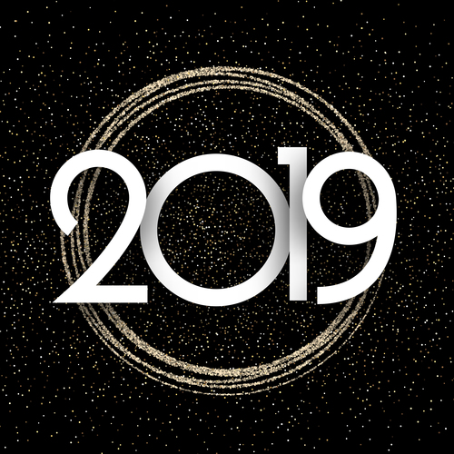 2019 New Year design with dark background vector