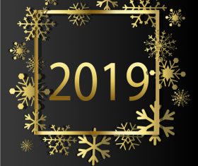 2019 New Year with christmas golden decor vector