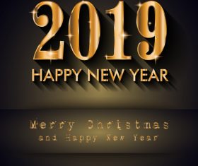 2019 New Year with merry christmas design vectors