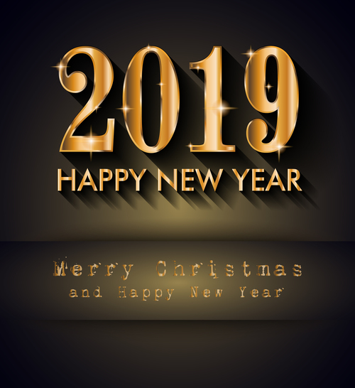 2019 New Year with merry christmas design vectors