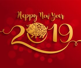 2019 New year with pig year design elements vector 03