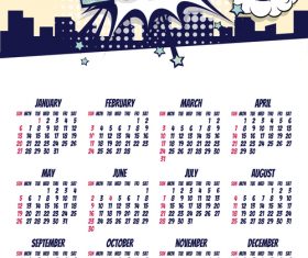 2019 cartoon calendar template vectors 01