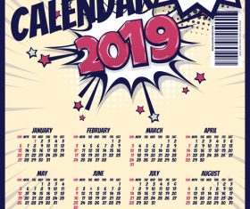 2019 cartoon calendar template vectors 02