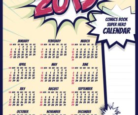 2019 cartoon calendar template vectors 03
