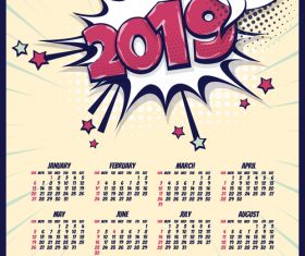 2019 cartoon calendar template vectors 04