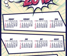 2019 cartoon calendar template vectors 05