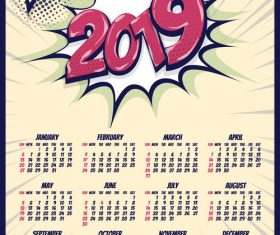2019 cartoon calendar template vectors 06