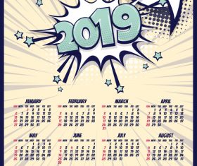 2019 cartoon calendar template vectors 09