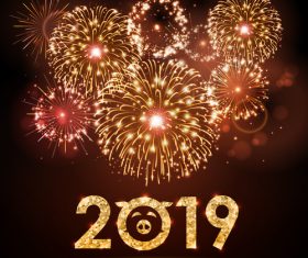 2019 new year background with bueautiful fireword vectors 01