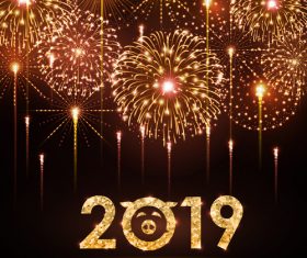 2019 new year background with bueautiful fireword vectors 02