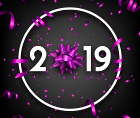 2019 new year background with purple confetti vector