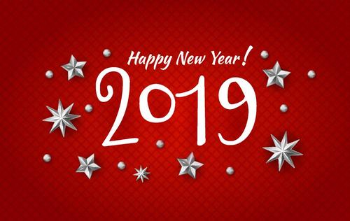 2019 new year design red background vector
