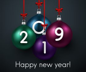 2019 new year with decor ball vector