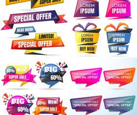 3D special offer labels design vector 06