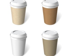 4 Kind coffee paper cup template vectors material