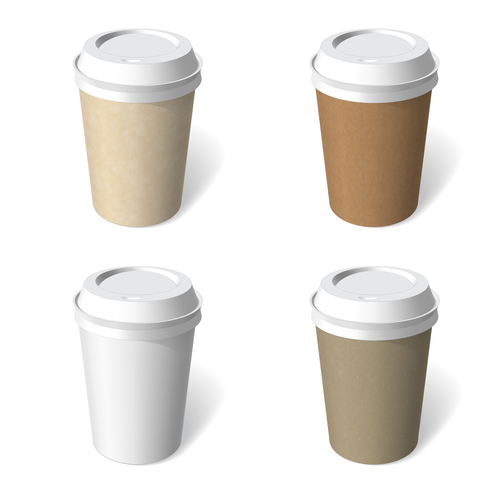 4 Kind coffee paper cup template vectors material