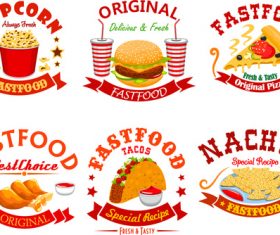 6 creative food label vector material