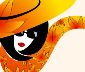 Abstract background with autumn girl vector 01