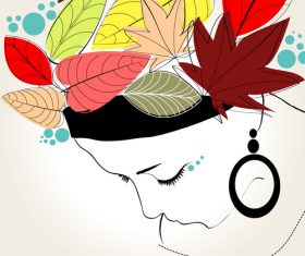 Abstract background with autumn girl vector 02