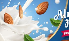 Almond milk advertising poster vector 02