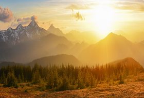 Amazing nature mountain sunrise Stock Photo 02