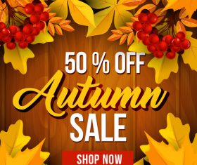 Autumn discount sale background design vector