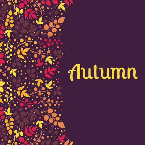 Autumn falling leaves with dark background vector 01