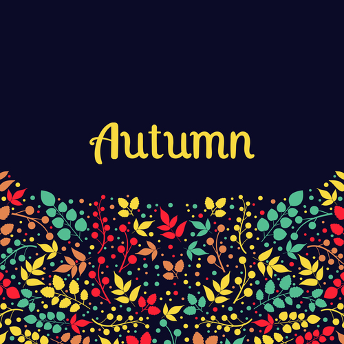 Autumn falling leaves with dark background vector 02