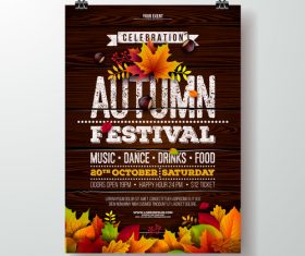 Autumn festvial party flyer with poster template vector 01
