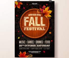 Autumn festvial party flyer with poster template vector 02