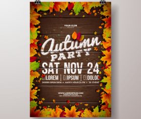 Autumn festvial party flyer with poster template vector 07