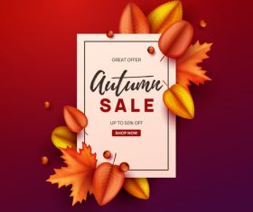 Autumn great offer sale poster template vector 01