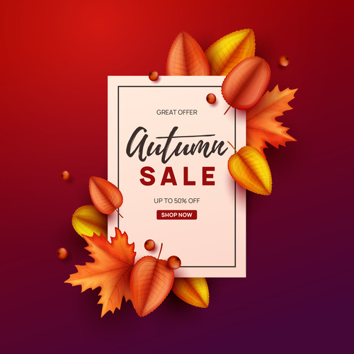 Autumn great offer sale poster template vector 01