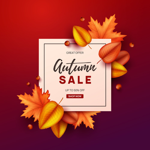 Autumn great offer sale poster template vector 02