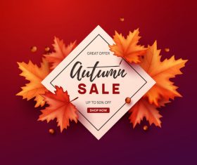 Autumn great offer sale poster template vector 03