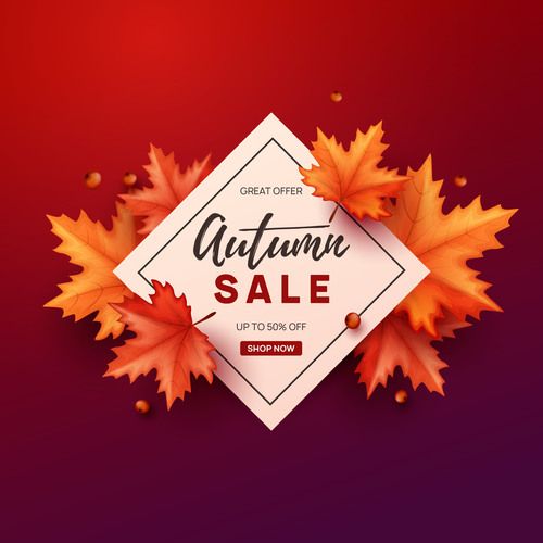 Autumn great offer sale poster template vector 03