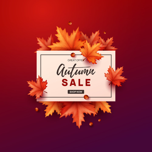 Autumn great offer sale poster template vector 05